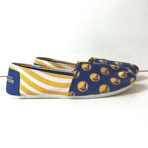 Golden State Warriors NBA Womens Canvas Stripe Shoes Slip On Flats Size XL 11-12